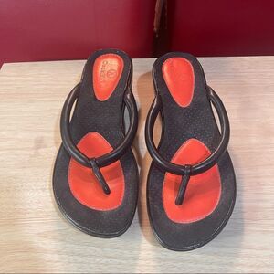 Cole Haan Nike Air Black and Orange Leather Sandals Size 7